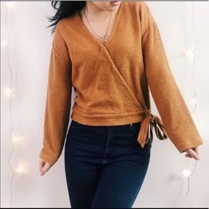 Madewell Texture & Thread Burnt Orange Wrap Top XXS